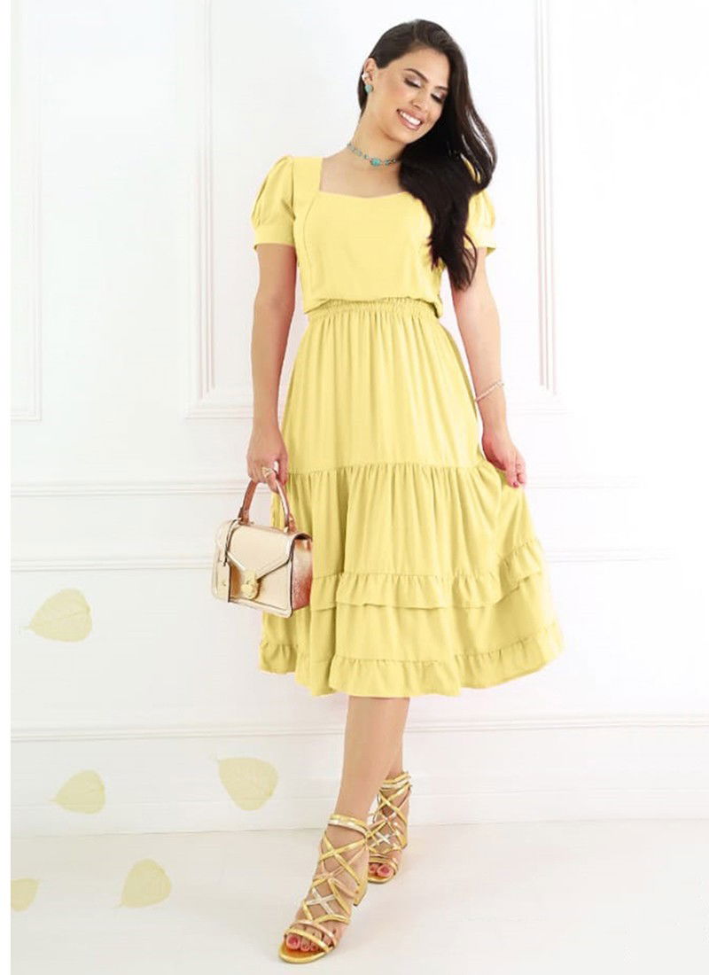 Yellow Colour CROME WESTERN Stylish Western Party Wear Rayon Cotton One Piece Fancy Collection CROME 05